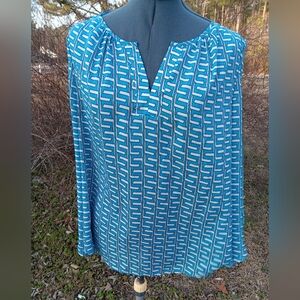 KAARI BLUE Geometric Aqua Blue Women's Top L